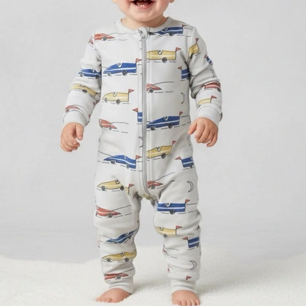 Tea Collection 18 24 Months Car Print Footless Zip Up Cotton Sleeper Pajama